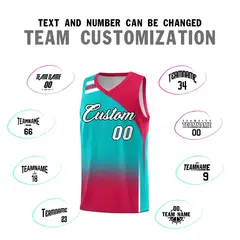 Aqua Red Gradient Fashion Sports Uniform Basketball Jersey 4