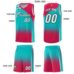 Aqua Red Gradient Fashion Sports Uniform Basketball Jersey 5