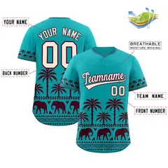 Aqua Red Graffiti Pattern Bossinia Style Baseball Jersey 2