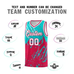 Aqua Red Snow Mountain Beast Pattern Basketball Jersey 4
