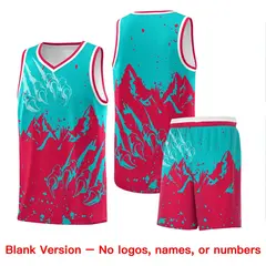 Aqua Red Snow Mountain Beast Pattern Basketball Jersey 7