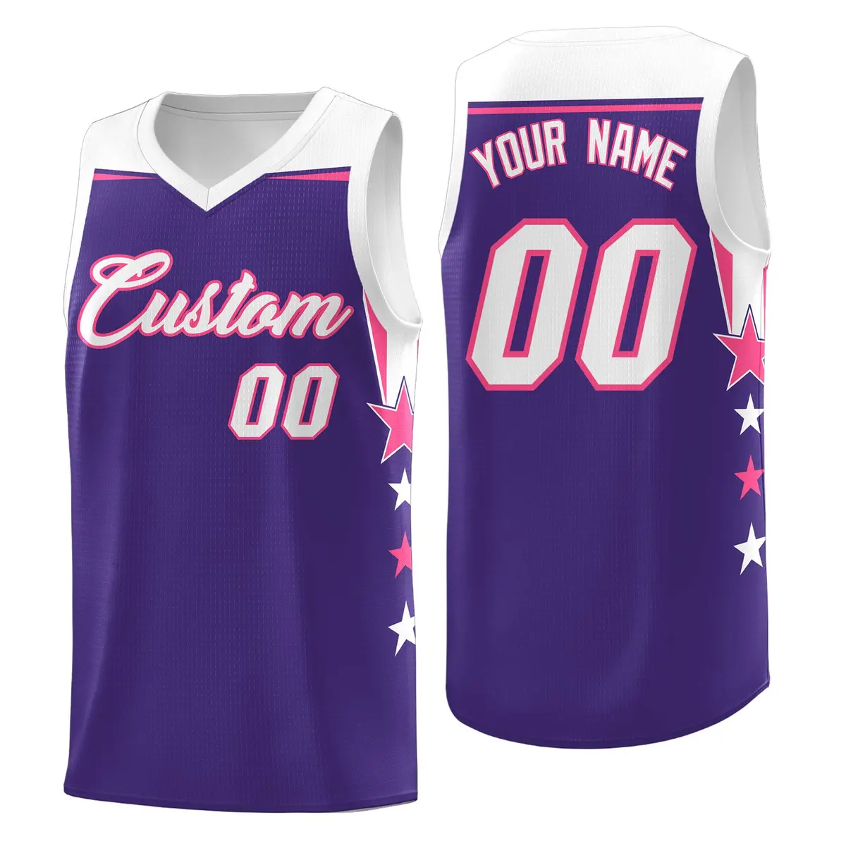 Aqua Red Star Color Block Two Tone Side Basketball Jersey