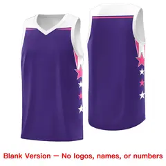Aqua Red Star Color Block Two Tone Side Basketball Jersey 6