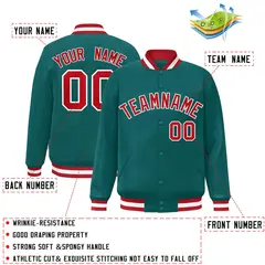 Aqua Red-White Varsity Full-Snap Letterman Jacket 2