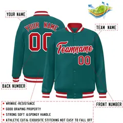 Aqua Red-White Varsity Full-Snap Letterman Jacket 2