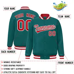 Aqua Red-White Varsity Full-Snap Letterman Jacket 2