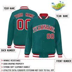 Aqua Red-White Varsity Full-Snap Letterman Jacket 2
