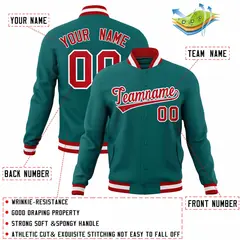 Aqua Red-White Varsity Full-Snap Letterman Jacket 4