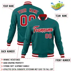 Aqua Red-White Varsity Full-Snap Letterman Jacket 4