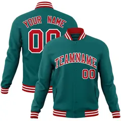 Aqua Red-White Varsity Full-Snap Letterman Jacket