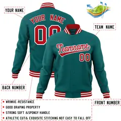 Aqua Red-White Varsity Full-Snap Letterman Jacket 4