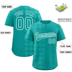 Aqua Rhombus Design Authentic Baseball Jersey 2