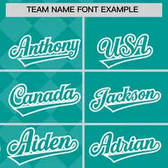 Aqua Rhombus Design Authentic Baseball Jersey 3
