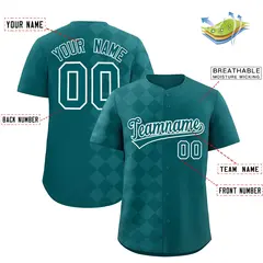Aqua Rhombus Design Authentic Baseball Jersey 2