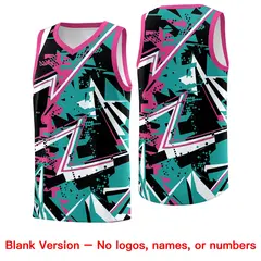 Aqua Rose Red Abstract Graffiti Quick-Drying Basketball Jersey 6