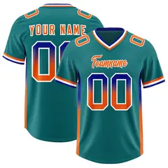 Aqua Royal and Orange Gradient Sides Fashion Football Jersey 1