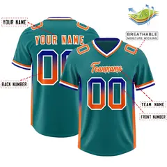 Aqua Royal and Orange Gradient Sides Fashion Football Jersey 2