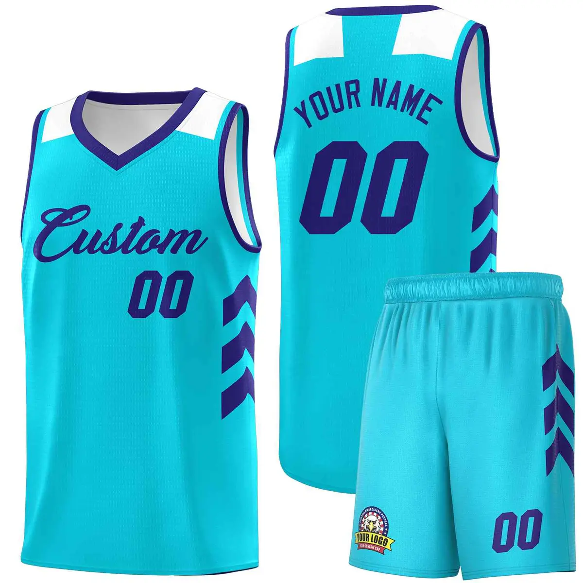 Aqua Royal Classic Sets Basketball Uniform Jersey