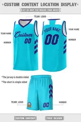 Aqua Royal Classic Sets Basketball Uniform Jersey 2