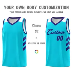 Aqua Royal Classic Sets Basketball Uniform Jersey 3