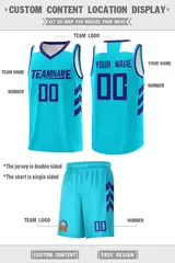 Aqua Royal Classic Sets Basketball Uniform Jersey 2