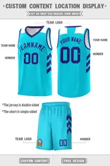 Aqua Royal Classic Sets Basketball Uniform Jersey 2