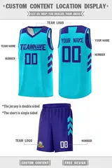 Aqua Royal Double Side Sets Men Basketball Jersey 2