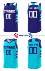 Aqua Royal Double Side Sets Men Basketball Jersey 3