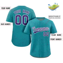 Aqua Royal Graffiti Line Art Authentic Baseball Jersey 2