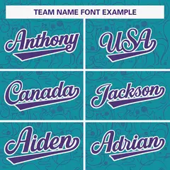 Aqua Royal Graffiti Line Art Authentic Baseball Jersey 3