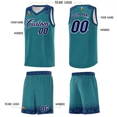 Aqua Royal Indians Print Sports Basketball Uniform Jersey 5