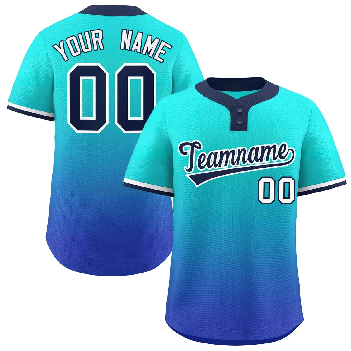 Aqua Royal Navy-White Gradient Two-Button Softball Jersey