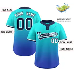 Aqua Royal Navy-White Gradient Two-Button Softball Jersey 2