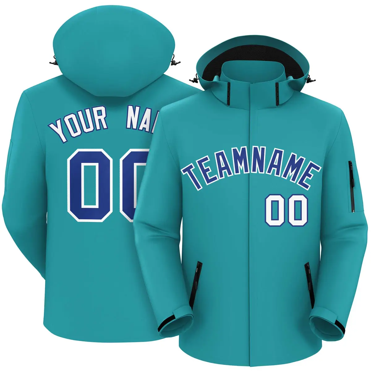 Aqua Royal-White Classic Style Waterproof Jacket