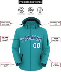 Aqua Royal-White Classic Style Waterproof Jacket 2