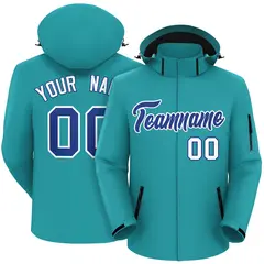 Aqua Royal-White Classic Style Waterproof Jacket 1