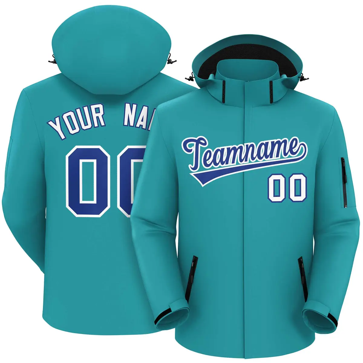 Aqua Royal-White Classic Style Waterproof Jacket