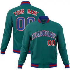 Aqua Royal-White Classic Varsity Full-Snap Letterman Jacket 1