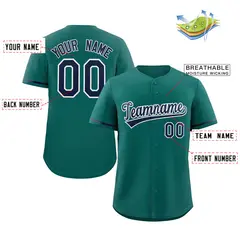 Aqua Royal-White Solid Classic Authentic Baseball Jersey 2