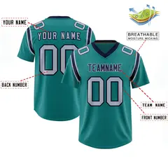 Aqua Shoulder Cut Two-Tone Authentic Football Jersey 2