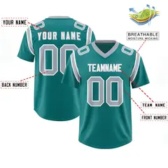 Aqua Shoulder Cut Two-Tone Authentic Football Jersey 2