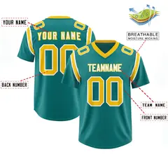 Aqua Shoulder Cut Two-Tone Authentic Football Jersey 2