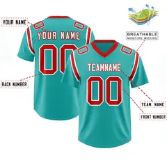 Aqua Shoulder Cut Two-Tone Authentic Football Jersey 2