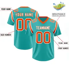 Aqua Shoulder Cut Two-Tone Authentic Football Jersey 2