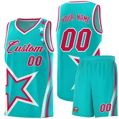 Aqua Shoulder Stars Graffiti Basketball Jersey