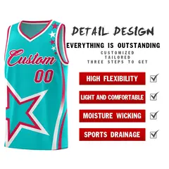 Aqua Shoulder Stars Graffiti Basketball Jersey 2