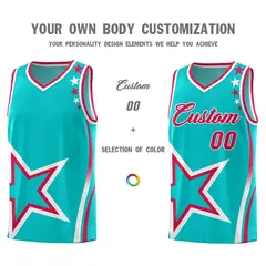 Aqua Shoulder Stars Graffiti Basketball Jersey 3