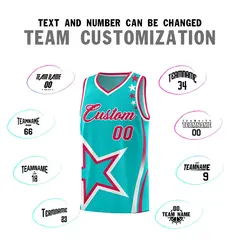 Aqua Shoulder Stars Graffiti Basketball Jersey 4