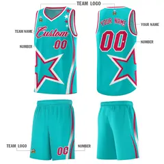 Aqua Shoulder Stars Graffiti Basketball Jersey 5
