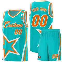Aqua Shoulder Stars Graffiti Basketball Jersey 1